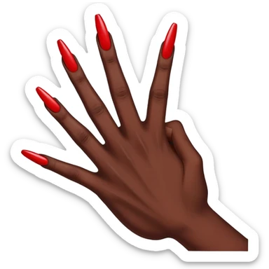 A hand with nails on holding a blunt sticker