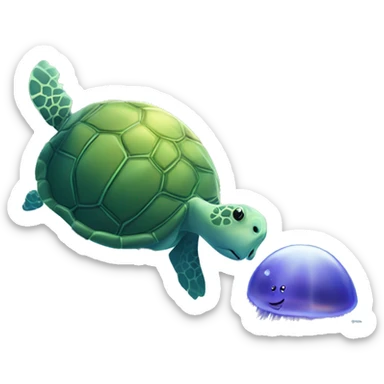 A turtle and jellyfish under the sea ￼ sticker