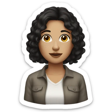 women with dark hair and freckles sticker