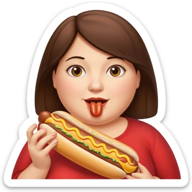 Fat brunette with hot dogs sticker