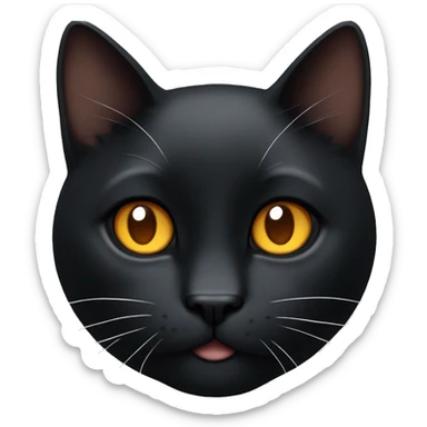 jet black cat with amber eyes with a white patch on his throat sticker