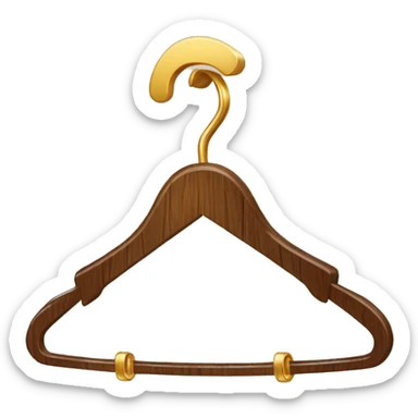 Clothes wooden hanger with golden mryal element sticker