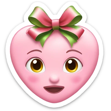 Baby pink heart with a Christmas bow sticker