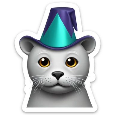 seal wearing a party hat sticker