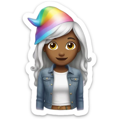 Girl-with-raibow-unicorn-hat sticker