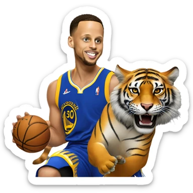 Steph curry riding a tiger  sticker