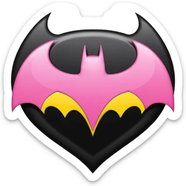 Make a batman logo emoji (girly) it should be black yellow and pink. sticker