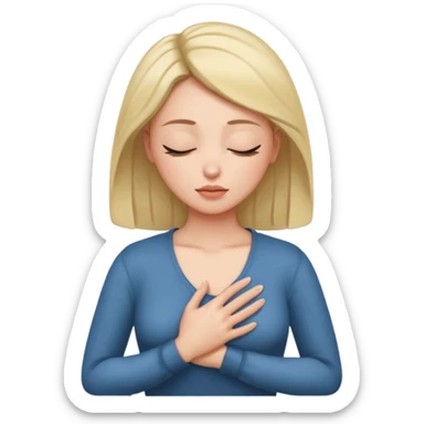 una mano en pecho ojos cerrados femenino sticker