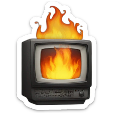 A burning television sticker
