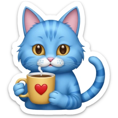 blue cat with coffee sticker
