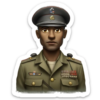 photorealistic serious soldier with skulls WW2 sticker