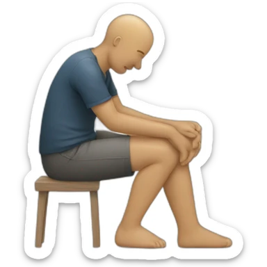 hand pushes on knee sticker