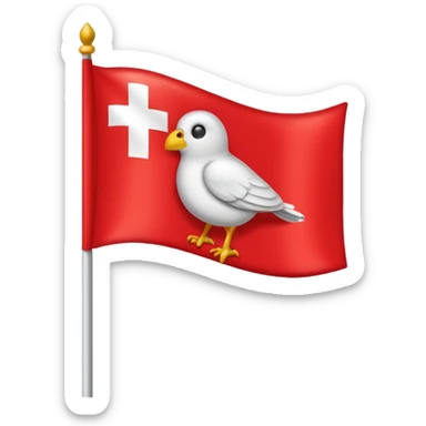 Make a emoji flag of Switzerland with a bird on top and make sure the bird is on the flag with no shadow sticker