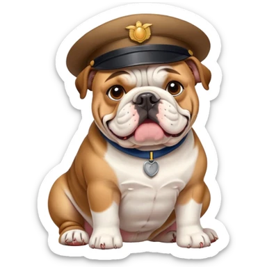 english bulldog with a postman sticker