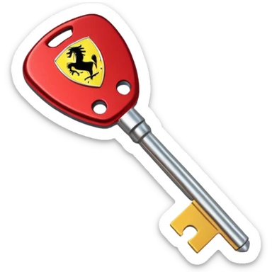 red Ferrari key with a yellow background sticker