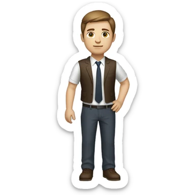 business man as hero brown short hair white skin full body no glasses sticker