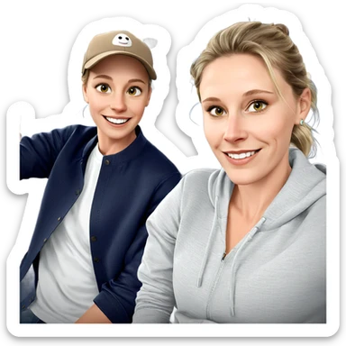 smiling girl with boy in hat sticker