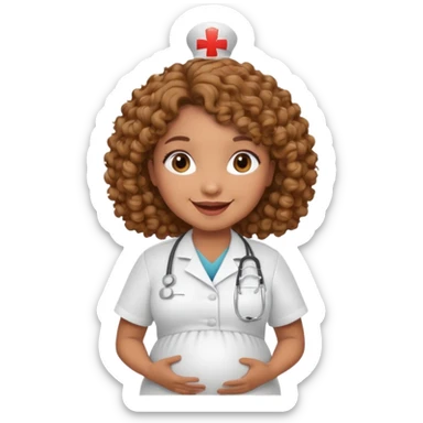 pregnant curly nurse sticker
