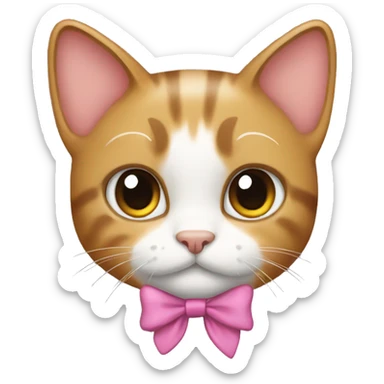 A cat wearing a bow sticker