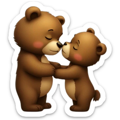 Bear love kissing a cute bear sticker