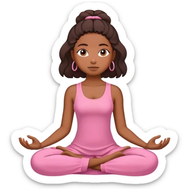 Black girl in pink dress meditating  sticker