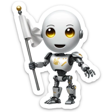 Cyborg surrender white flag sticker