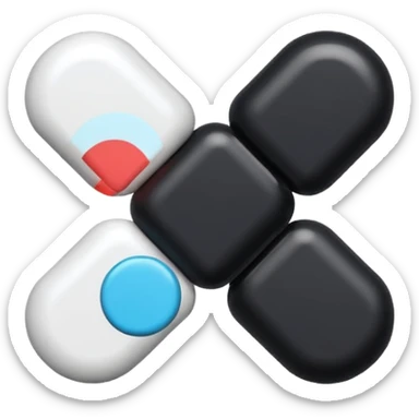 Minimalistic futuristic white&black pills pack emoji, black and white, flat vector design, high-tech clean UI icon sticker