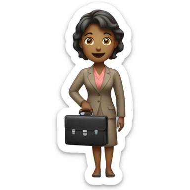woman holding out briefcase sticker