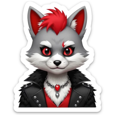 Anthropomorphic Anthro Furry punky gothic black white and red badass cool stylish handsome smexy Animal-furry-fursona sticker