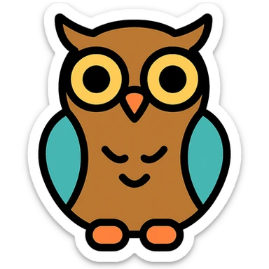owl color outline icon sticker
