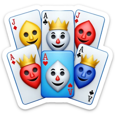 bunch of poker cards, with crazy colorful jolly jokers inside sticker