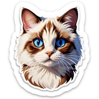 realistic blue eyed cat portrait sticker