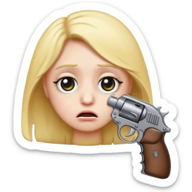Crying emoji with pistol sticker