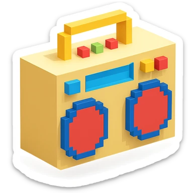 beige boombox sticker