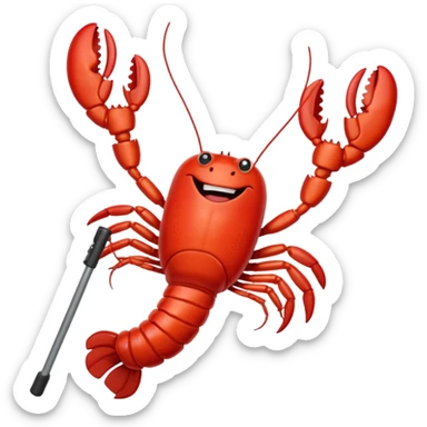 Lobster very happy jumping on pogo stick sticker