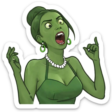 woman screaming and grabbing her neck sticker