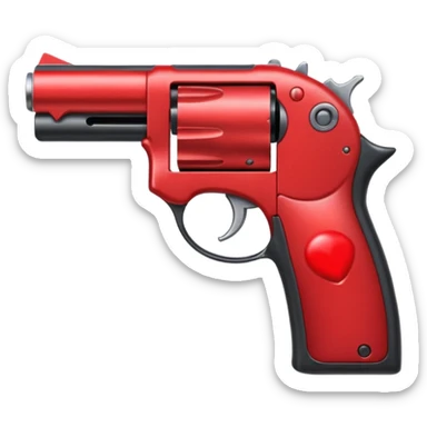 A gun facing left (2D) pointing at a mouth facing right (2D) sticker
