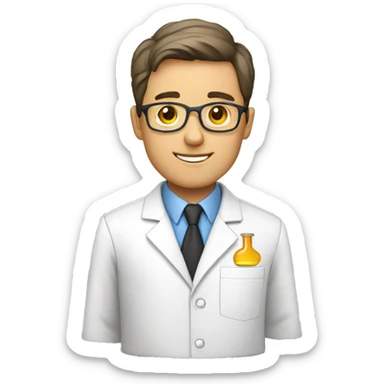 male teacher wearing a lab jacket sticker