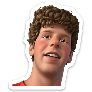 portrait of a boy in red sticker