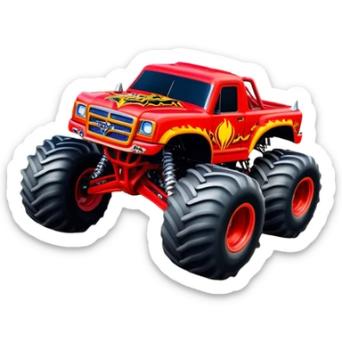 El Toro Loco - Monster Jam (Model Year: 2022) (Iconic colour: Red with horns) - An eye-catching monster truck with a wild, rebellious design in bold red. Include stylized, large horn graphics and aggressive facial elements that evoke a bull-like, ferocious appearance, exuding daring and unstoppable force. sticker