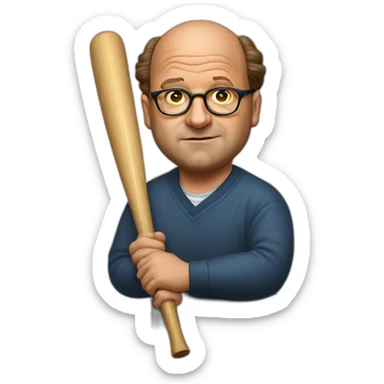 george costanza using baseball bat portrait sticker