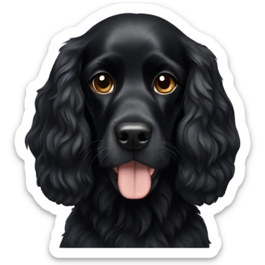 Dog total black spaniel in garland sticker