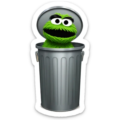 oscar the grouch inside metal trash can sticker