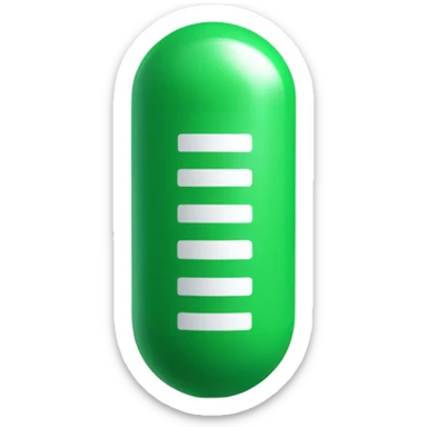single medicine capsule, top half green, bottom half white sticker