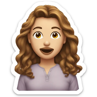 emoji con una ceja levantada y los labios inchados y un moño en el pelo sticker