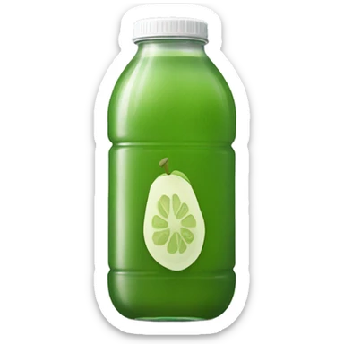 aesthetic green juice in tall clear full plastic drink bottle with white lid realistic soft textures sticker