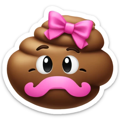 poop emoji with pink bow sticker