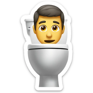 man peeking head out of toilet  sticker