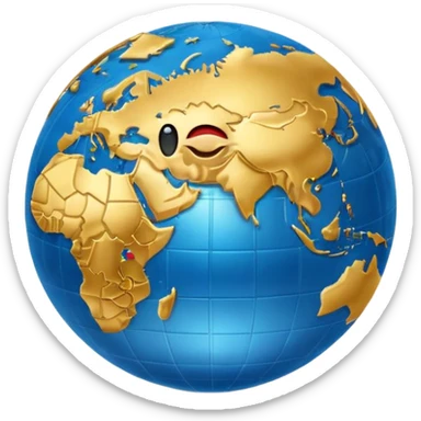 Create a realistic emoji of a text flying around an earth ball. the text includes multiple languages or language signs sticker