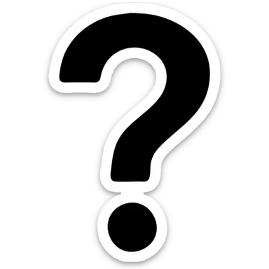 question mark, solid black fill, minimalist style, transparent background, uniform line thickness sticker